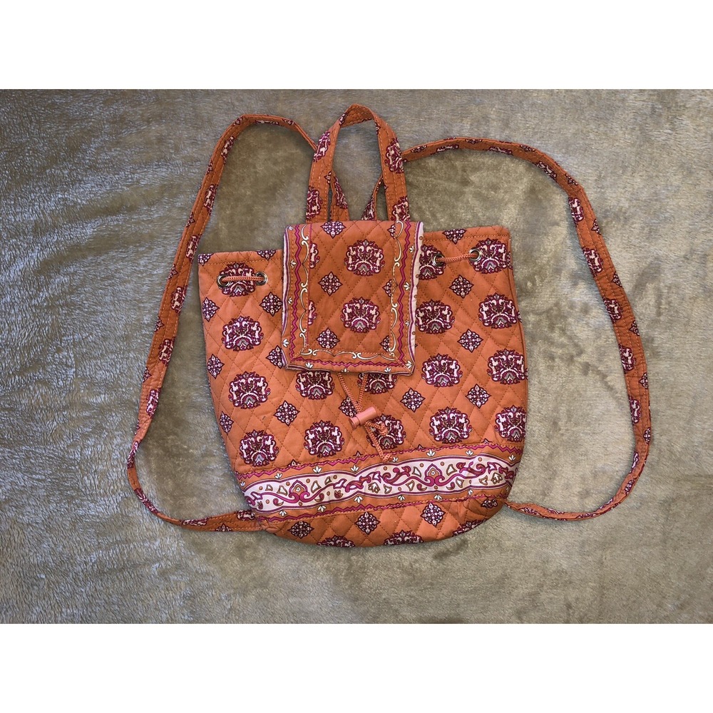 Bueno Collection Purse Backpack Orange drawstring Quilted Nice! - Picture 7 of 8